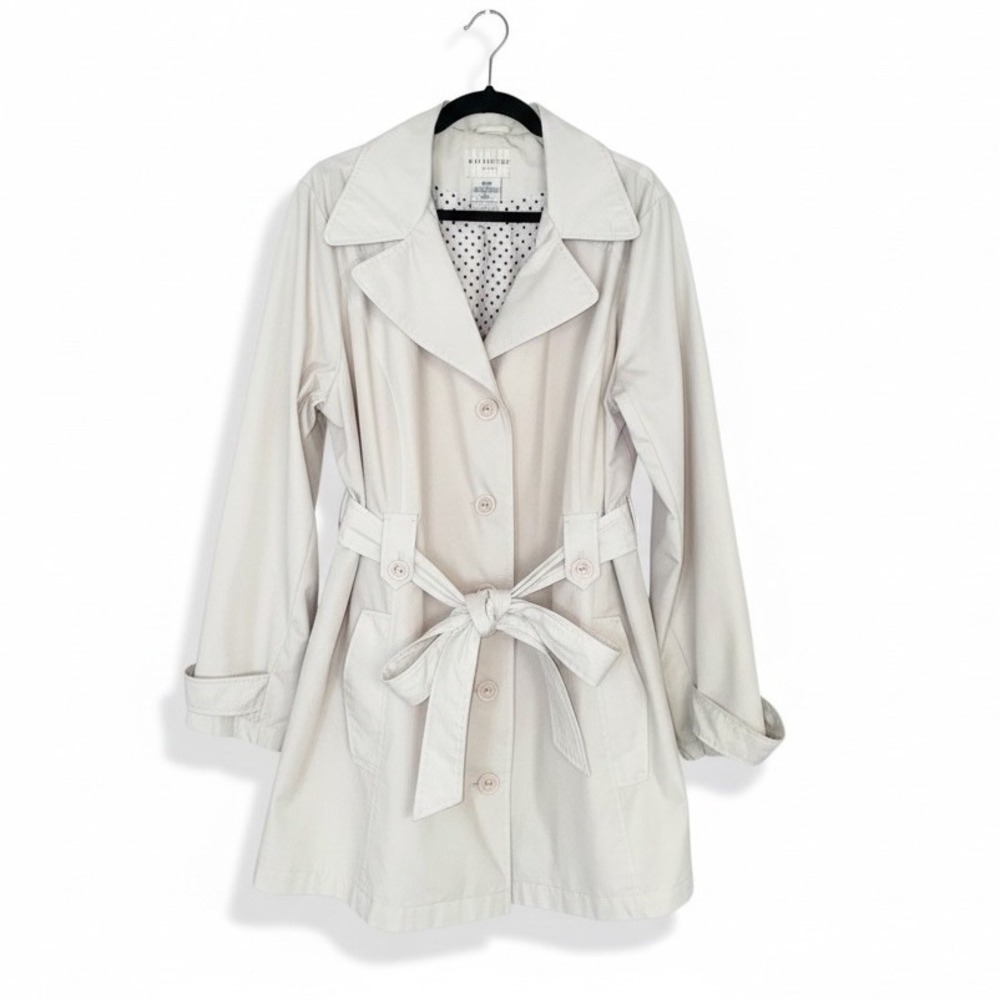 White Stag Women's Cream Belted Trench Coat, Mid length Size 1X/16W